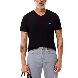 Foto 4 | Foto 4 | Camiseta Lacoste Para Hombre Manga Corta Cuello En V Algodón Pima Negra - Venta Internacional.