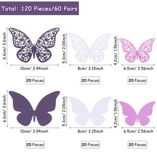 Foto 2 | Foto 2 | Adhesivos Decorativos De Pared Outus 120 Capas 3d Con Forma De Mariposa Color Morado - Venta Internacional.