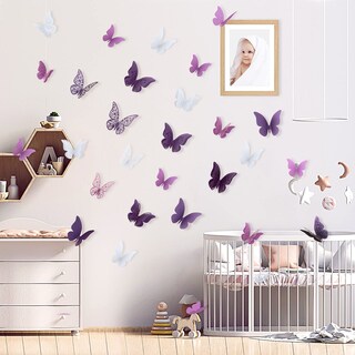 Foto 6 | Foto 6 | Adhesivos Decorativos De Pared Outus 120 Capas 3d Con Forma De Mariposa Color Morado - Venta Internacional.