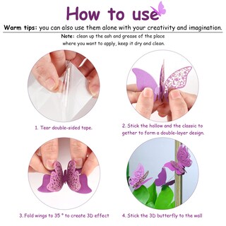 Foto 7 | Foto 7 | Adhesivos Decorativos De Pared Outus 120 Capas 3d Con Forma De Mariposa Color Morado - Venta Internacional.