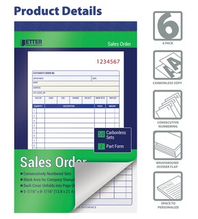 Foto 3 | Foto 3 | Libros De Pedidos De Venta Better Office Products Paquete De 6 300 Juegos - Venta Internacional.