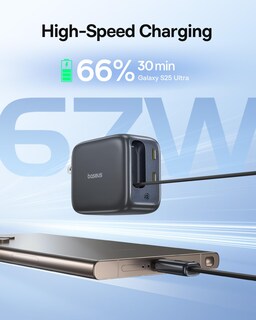 Foto 2 | Foto 2 | Cargador Baseus Enercore Cj11 Usb C 67w 3 En 1 De Carga Rápida - Venta Internacional.