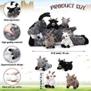 Foto 2 | Foto 2 | Juego De Peluche De Cabra De Peluche Hydren De 18 Pulgadas Con 4 Bebés - Venta Internacional.