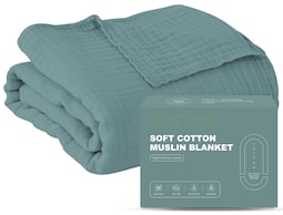 Manta de Cama Cosy Family Muselina de Algodón 6 Capas Verde 200 X 230 cm - Venta Internacional