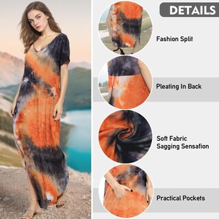 Foto 4 | Foto 4 | Vestido Casual Match con Cuello en V Holgado Maxi para Mujer - Venta Internacional