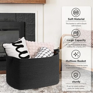 Foto 2 | Foto 2 | Cesta De Almacenamiento Goodpick Cuerda De Algodón Extra Grande Negra - Venta Internacional.