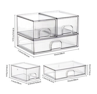 Foto 3 | Foto 3 | Organizador De Cajones De Almacenamiento Hblife Apilable Acrílico Transparente Juego De 3 - Venta Internacional.