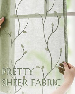 Foto 2 | Foto 2 | Cortinas Transparentes Verde Jinchan 213 Cm De Longitud Bordadas Botánicas - Venta Internacional.