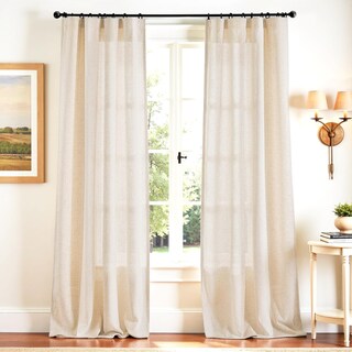 Foto 1 | Foto 1 | Cortinas Jinchan Mezcla De Lino Beige 260 X 127 Cm Extra Largas 2 Paneles - Venta Internacional.