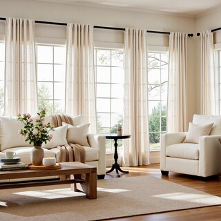 Foto 2 | Foto 2 | Cortinas Jinchan Mezcla De Lino Beige 260 X 127 Cm Extra Largas 2 Paneles - Venta Internacional.