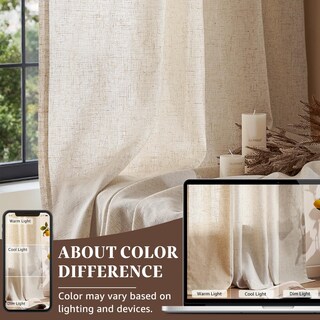 Foto 7 | Foto 7 | Cortinas Jinchan Mezcla De Lino Beige 260 X 127 Cm Extra Largas 2 Paneles - Venta Internacional.