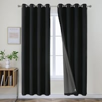 Cortinas Joydeco Black Blackout De Lino Sintético 100% Negro 2 4 M - Venta Internacional.