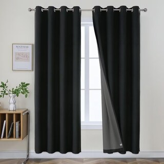 Foto 1 | Foto 1 | Cortinas Joydeco Black Blackout De Lino Sintético 100% Negro 2 4 M - Venta Internacional.