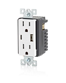 Foto 2 | Foto 2 | Enchufe Eléctrico Leviton T5638-w Cargador Usb Tipo A/c De 18 W - Venta Internacional.
