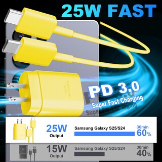 Foto 2 | Foto 2 | Cargador Rápido Usb C Ubearkk 25w Para Samsung Galaxy S24 Amarillo - Venta Internacional.