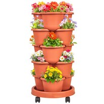 Jardinera Vertical Vecelo De 5 Niveles Con Riego Automático Color Rojo - Venta Internacional.