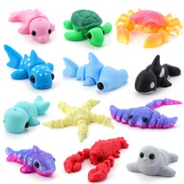 Juego De 12 Animales Marinos Impresos En 3d Joyin Cute Articulated - Venta Internacional.