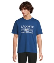 Camiseta Lacoste Para Hombre Cuello Redondo Corte Clásico Logotipo Azul - Venta Internacional.