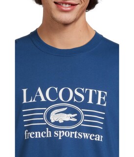 Foto 4 | Foto 4 | Camiseta Lacoste Para Hombre Cuello Redondo Corte Clásico Logotipo Azul - Venta Internacional.