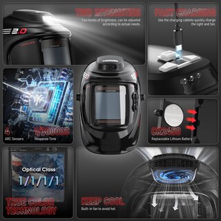 Foto 4 | Foto 4 | Casco De Soldadura Yeswelder De Oscurecimiento Automático Con Ventilador Recargable - Venta Internacional.