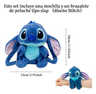 Foto 2 | Foto 2 | Combo Mochila Suave Peluche Stitch Modelo Azul