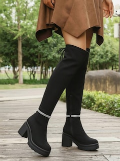 Foto 4 | Foto 4 | Bota Alta Golden Shoes 0355 Negro Casuales Dama