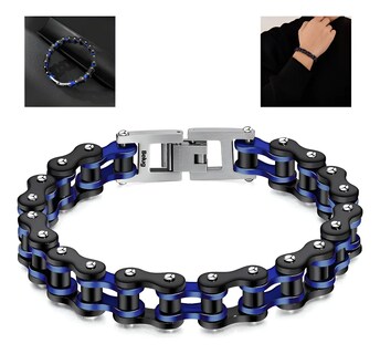 Foto 2 | Foto 2 | Pulsera Belug Cadena Biker Moto Para Hombre Negro