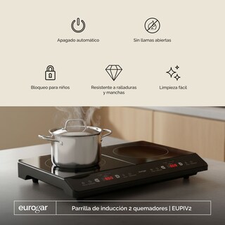 Foto 4 | Foto 4 | Parrilla Eléctrica De Inducción 2 Zonas De Cocción 127v Eurogar Eupiv2