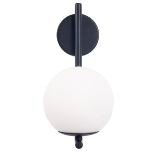 Foto 1 | Foto 1 | Estevez Luminario Arbotante Sfera 1 Luz G9 Ip44 Negro/opalo Ø120×248×188 Mm