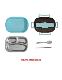 Foto 5 | Foto 5 | Lonchera Mindejal Lunboxa Azul De Acero Inoxidable 3 Compartimientos
