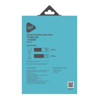Foto 7 | Foto 7 | Batería Power Bank Portátil Stf 10 000 Mah 20w Pd Cable Tipo C Integrado Color Azul