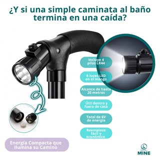 Foto 5 | Foto 5 | Bastón Plegable Con Luz Led | Base 360° Facilita Los Giros