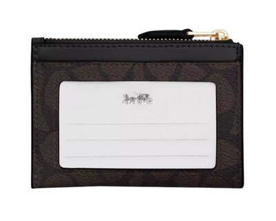 Foto 2 | Foto 2 | Monedero Coach Mini Skinny Id Case Signature Canvas Cw870 Café