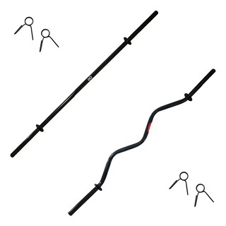 Foto 1 | Foto 1 | Kit Barra Recta + Barra Z Con Ahorcadores Ejercicio Fitness Eo Safe Imports Esi-22896 Negro