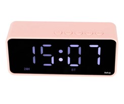 Reloj Belug Despertador Digital Usb Con Alarma Bluetooth Rosa