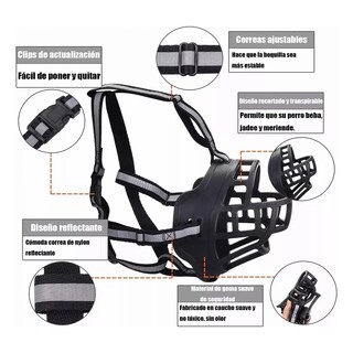 Foto 2 | Foto 2 | Bozal Para Perro Resistente Grueso Polímero Reflectante Ajustable 4 Eo Safe Imports Esi-22923 Negro