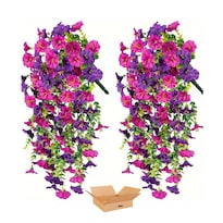 Par Helecho Artificial Belug Planta 2 Piezas Largo Colgantes Morado