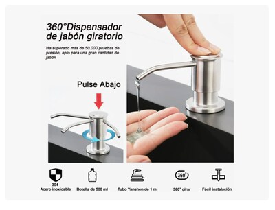 Foto 2 | Foto 2 | Dispensador De Jabón Para Fregadero Xtellar Con Botella De 500ml