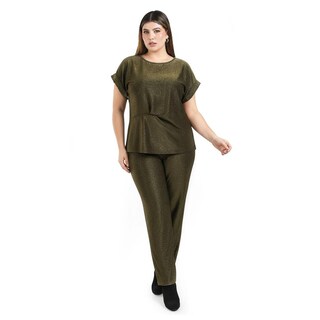 Foto 1 | Foto 1 | Pantalón y Blusa Glitter Dorado Roman Fashion para Mujer