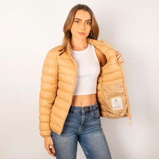 Foto 4 | Foto 4 | Chamarra Capitonada Para Mujer Empacable Con Gorro Oculto Greenlander Dorado