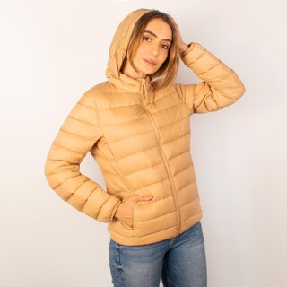 Foto 7 | Foto 7 | Chamarra Capitonada Para Mujer Empacable Con Gorro Oculto Greenlander Dorado