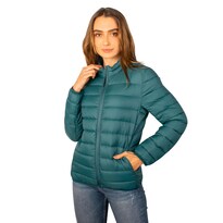 Chamarra Capitonada Para Mujer Empacable Con Gorro Oculto Greenlander Verde