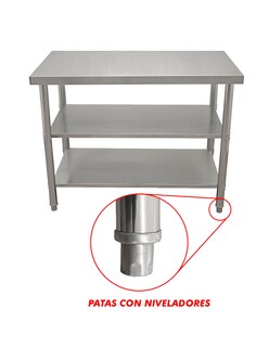 Foto 3 | Foto 3 | Mesa Isla Doble 110x50 Mindejal Mesisld45 Acero Inoxidable Con Doble Entrepaño