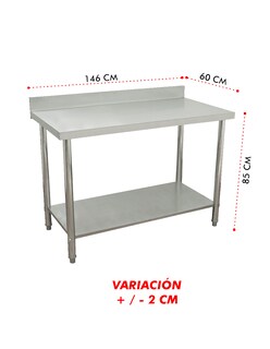 Foto 2 | Foto 2 | Mesa A Pared 146x60 Mindejal Mesap146 Acero Inoxidable Con Ruedas