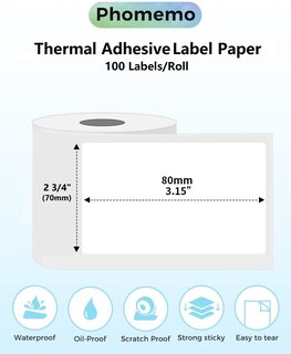 Foto 4 | Foto 4 | Etiquetas Térmicas Phomemo 70x80mm 100 Unidades Para La Serie M220 - Venta Internacional.