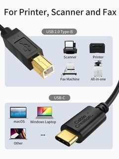 Foto 6 | Foto 6 | Cablecreation Cable Usb C A Usb B Para Impresora 2m Paquete De 3 Negro - Venta Internacional.
