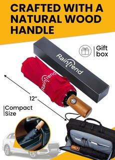 Foto 3 | Foto 3 | Paraguas Premium Para Viaje Raintrend Resistente Al Viento Rojo Con Dosel De 115 Cm - Venta Internacional.