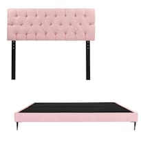 Cabecera Trinity Arlo Color Rosa King Size + Base Cama Slim