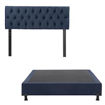 Cabecera Trinity Arlo Color Azul Marino Queen Size + Box