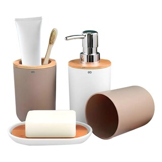 Foto 1 | Foto 1 | Accesorios De Baño Set De 4 Piezas Detalles De Bambu Eo Safe Imports Esi-22955 Beige